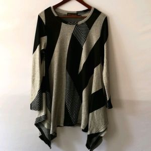 Women's Tunic Top, S-M, Black & Grey, Super-soft